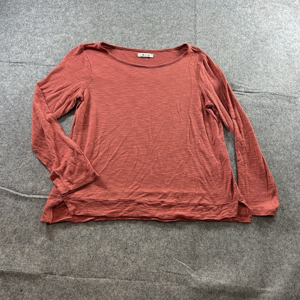 Madewell Shirt Womens Medium Red Long Sleeve Tee Lightweight Casual